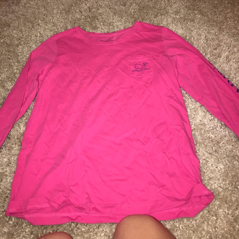 Vineyard Vines Long Sleeve Pink Vintage Whale Tee